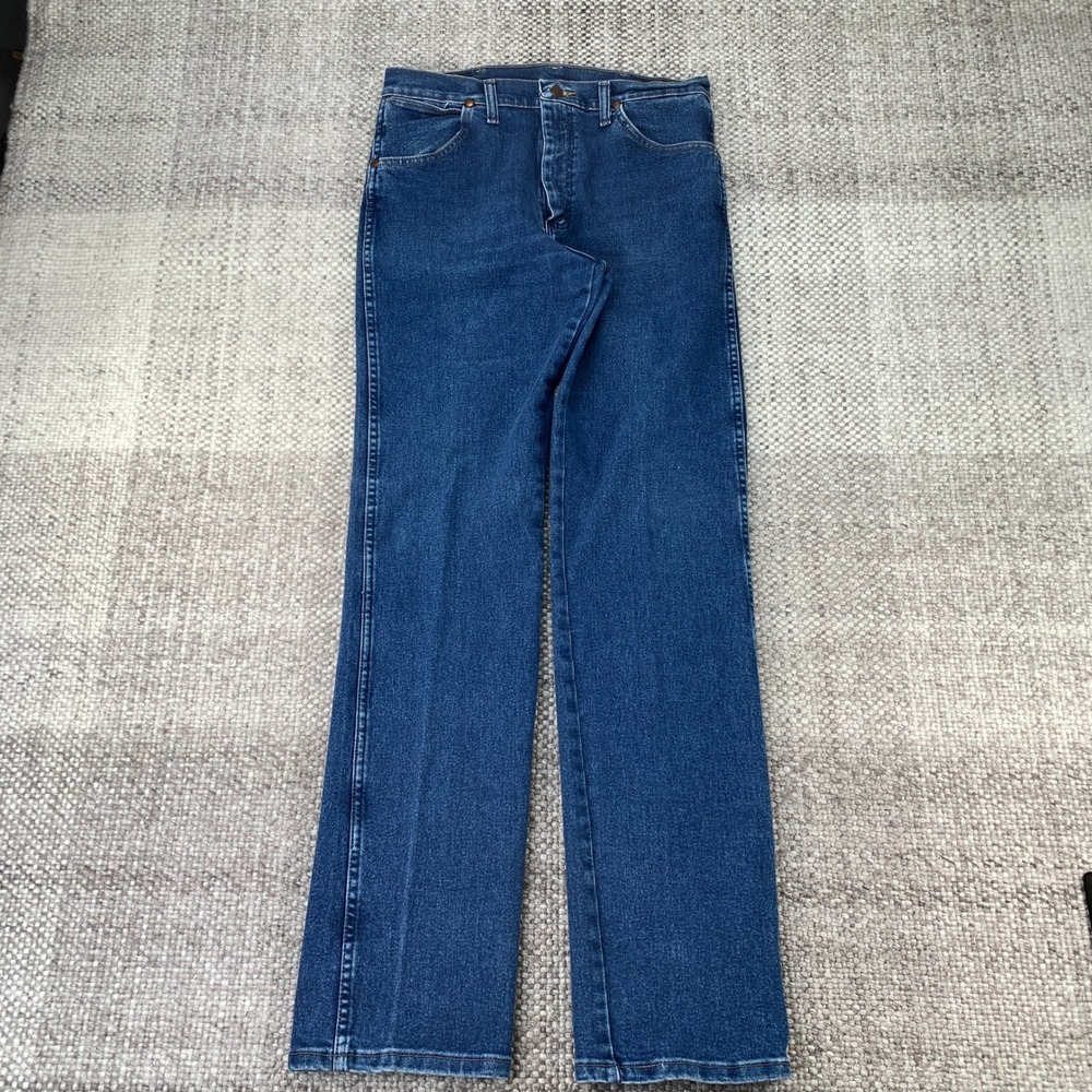 Wrangler Jeans Mens 32x34 Blue Cowboy Cut Stretch Straight Leg 13MAFGK Denim